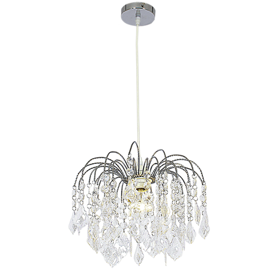 PEN195/1 Bright Star CHROME CHR PENDANT WITH CLEAR ACRYLIC CRYSTAL 1X60W ES