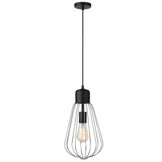 PEN204 Bright Star BLACK METAL PENDANT CHR FRAME 1X60W ES