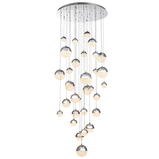 PEN248/32 Bright Star CHROME 32 LIGHT ACRYLIC & SS PENDANT 240W LED CCT REMOTE