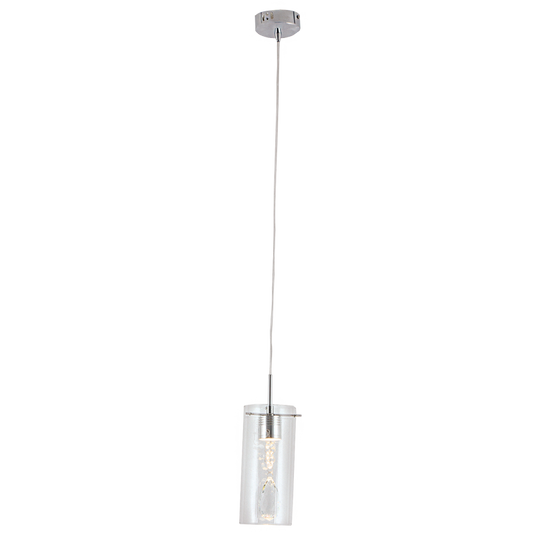PEN280/1 Bright Star CRYSTAL P/CHROME PENDANT + CLEAR GLASS +CRYSTAL 1X50W GU10