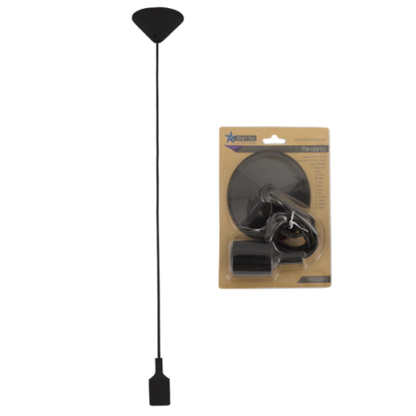 PEN285/1 Bright Star BLACK PVC AND SILICON PENDANT 1X40W ES