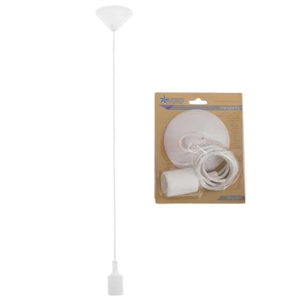 PEN285/1 Bright Star WHITE PVC AND SILICON PENDANT 1X40W ES