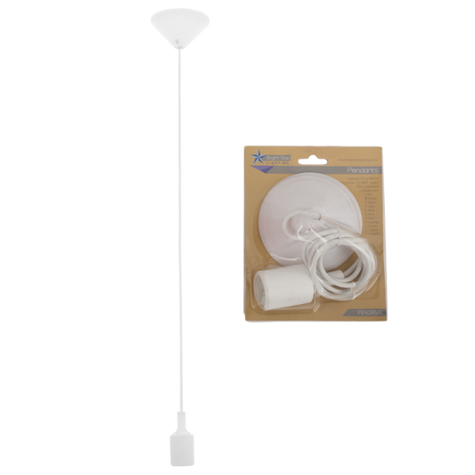 PEN285/1 Bright Star WHITE PVC AND SILICON PENDANT 1X40W ES
