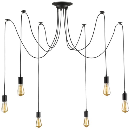 PEN452/6 Bright Star BLACK METAL CORD PENDANT 6X60W ES 2500MM CORDS 6007226065916 140