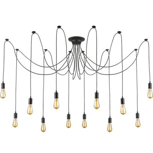 PEN453/12 Bright Star BLACK METAL CORD PENDANT 12X60W ES 2500MM CORDS 6007226065923 56