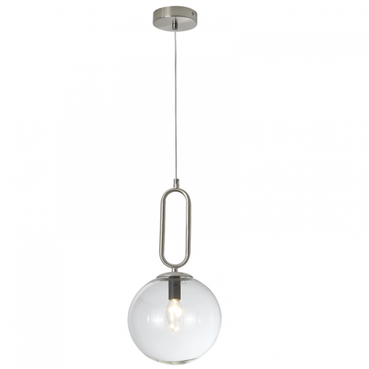 PEN462 Bright Star SATIN SAT/CHR PENDANT WITH CLEAR GLASS 1X40W SES 6007226079784 228