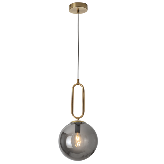 PEN463 Bright Star GD/SM GOLD COLOUR METAL PENDANT SMOKE GLASS 1X40W SES 6007226079791 235