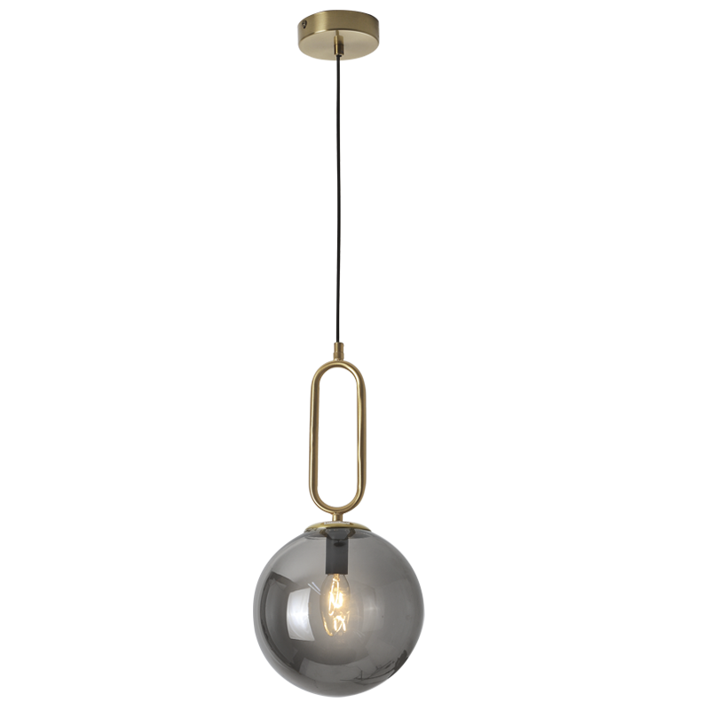 Bright Star Lighting PEN463 GD/SM Gold Colour Metal Pendant with Smoke Colour Glass