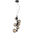 Bright Star Lighting PEN470/6 MATT BK Metal Pendant with Smoke Colour Glass