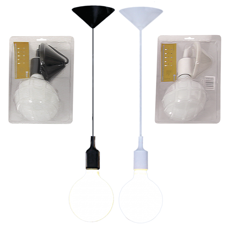 Bright Star Lighting PEN481/1 WHITE CORD AND PENDANT WITH BULB - WHITE Pendant