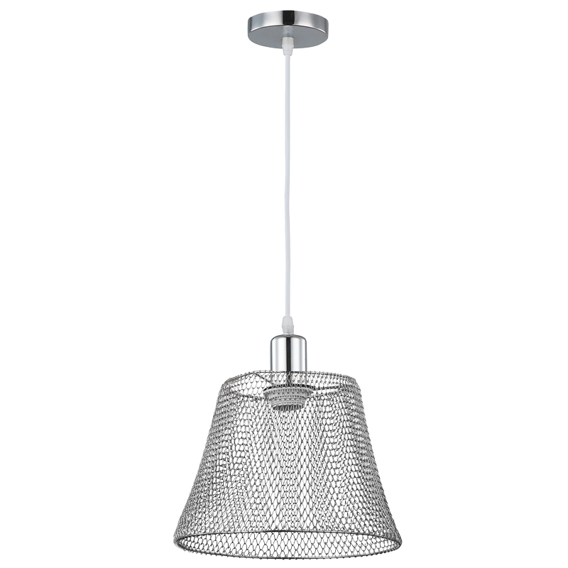 Bright Star PEN517 CHROME Steel Mesh Polished Chrome Pendant with White Cord