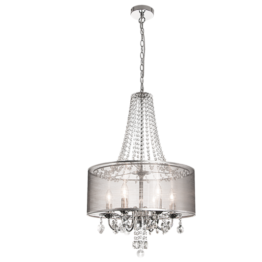 PEN549 Bright Star CRYSTAL POLISHED CHR PENDANT & CRYSTAL & SILVER SH 6X40W