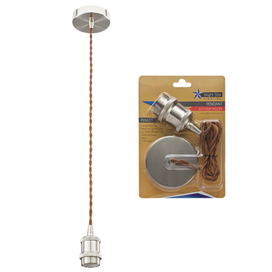 PEN551 Bright Star SATIN BLISTER PACK SATIN CHR PENDANT 1X60W ES