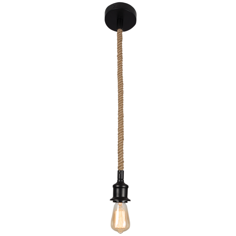 PEN587 Bright Star BLACK METAL PENDANT WITH ROPE 1X60W ES ROPE 1100MM