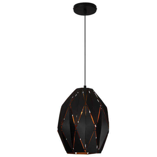 PEN592 Bright Star BLACK BLACK METAL PENDANT 1X60W ES 250MM