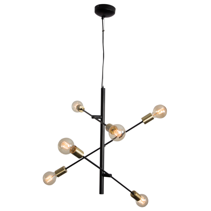 PEN596 Bright Star BLACK BLACK META PENDANT ADJ ARMS 6X40W ES