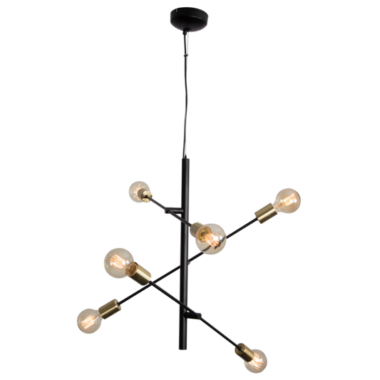 PEN596 Bright Star BLACK BLACK META PENDANT ADJ ARMS 6X40W ES
