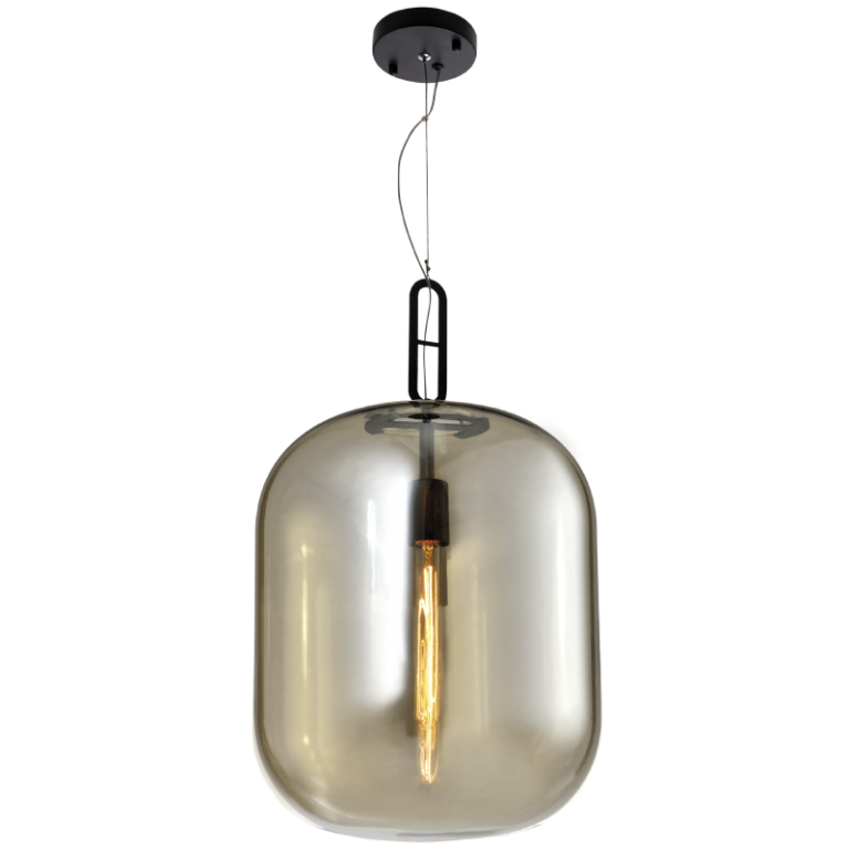 PEN598 Bright Star COGNAC METAL PENDANT COGNAC GLASS 1X60W ES 350X600MM