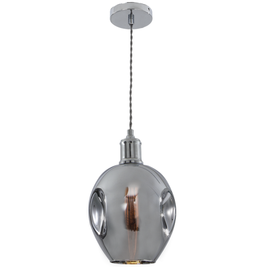 PEN610 Bright Star CHROME POLISHED CHR PENDANT WITH GLASS 1X60W ES 180MM