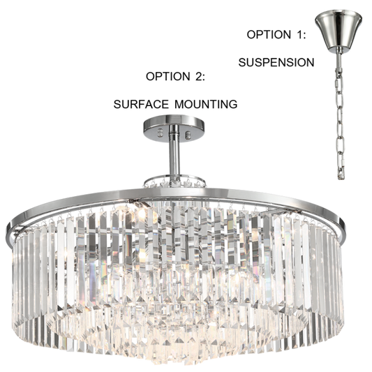 PEN692/8 Bright Star CRYSTAL POLISHED CHR & CRYSTAL PENDANT/SURFACE 8X40W SES