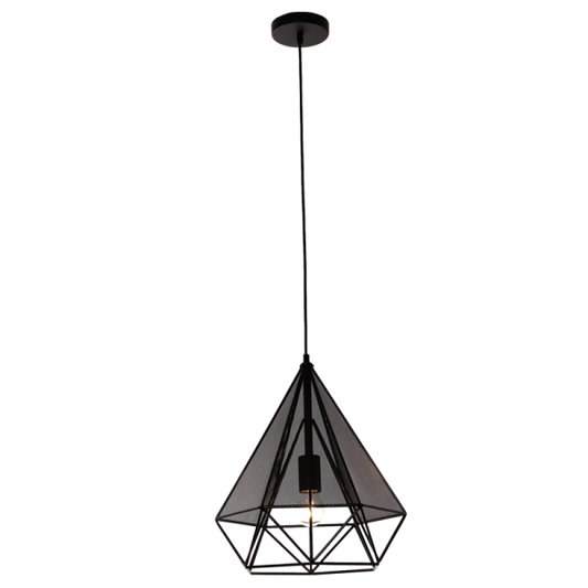 PEN710 Bright Star BLACK BLACK METAL PENDANT WITH MESH 1X60W SES