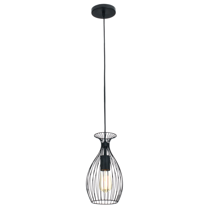 PEN727/1 Bright Star BLACK BLACK METAL WIRE PENDANT 1X60W ES