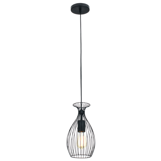 PEN727/1 Bright Star BLACK BLACK METAL WIRE PENDANT 1X60W ES