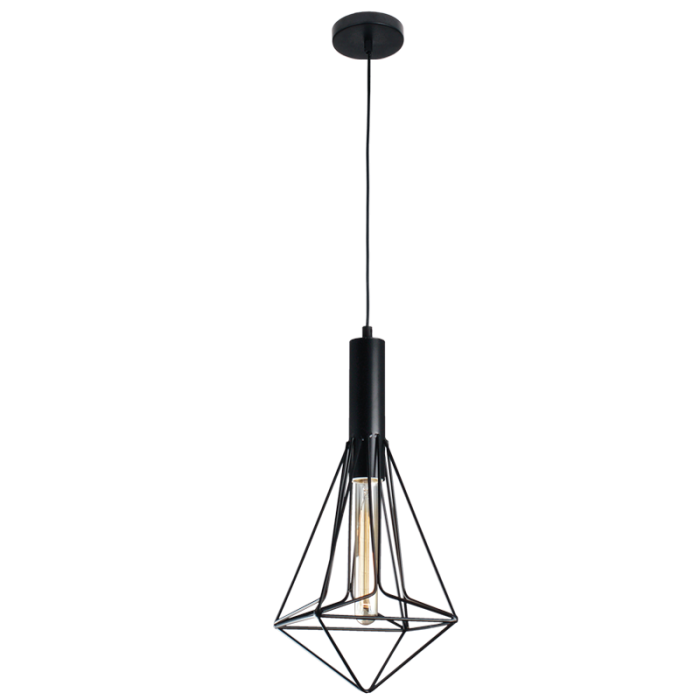 PEN728 Bright Star BLACK BLACK METAL WIRE PENDANT 1X60W ES 180MM