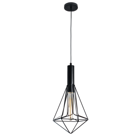 PEN728 Bright Star BLACK BLACK METAL WIRE PENDANT 1X60W ES 180MM