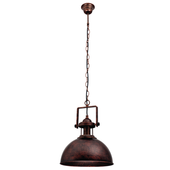 PEN743/1 Bright Star BK/GD BLACK RUST METAL PENDANT 1X60W ES 310MM