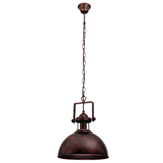 PEN743/1 Bright Star BK/GD BLACK RUST METAL PENDANT 1X60W ES 310MM