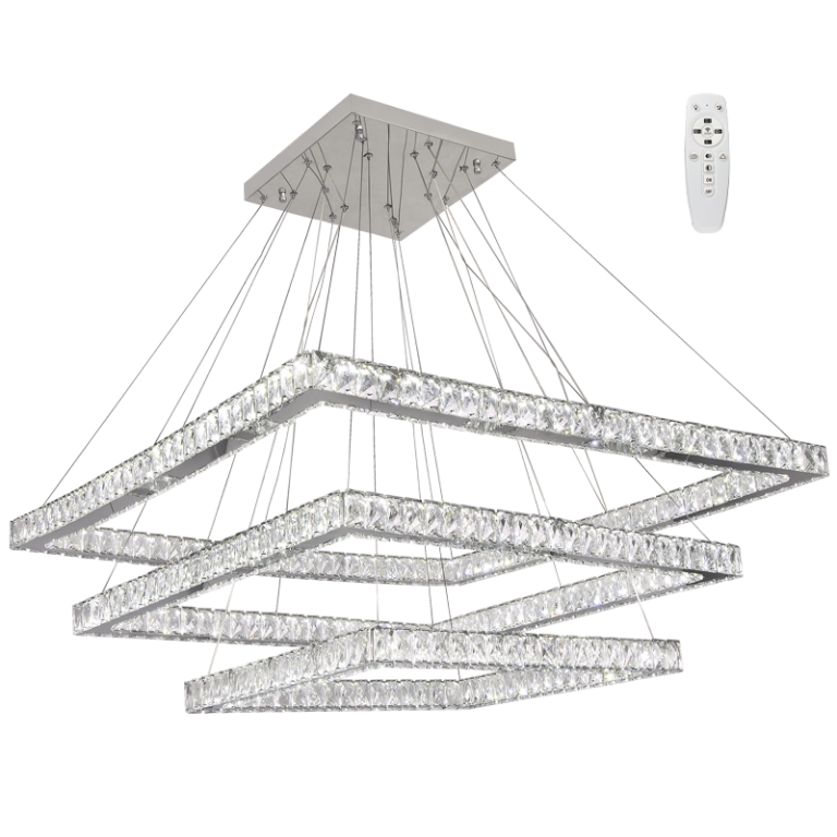 Bright Star Lighting PEN765 CRYSTAL 3 LAYER SQUARE 270W LED +REMOTE Pendant