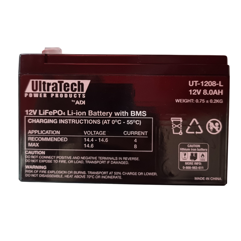 Alarm & Gate Battery 12V 8Ah - Lithium (increased storage)