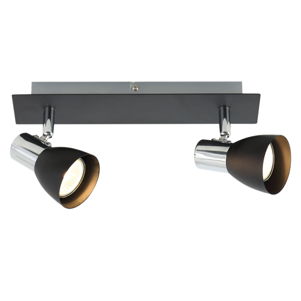 Bright Star Lighting S056/2 BLACK Polished Chrome and Matt Black Spotlight