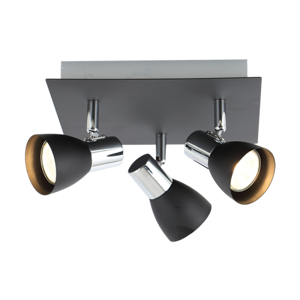 Bright Star Lighting S056/3 BLACK Polished Chrome and Matt Black Spotlight