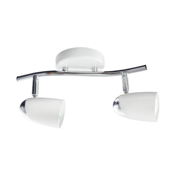 S060/2 Bright Star WH/CHR WHT & POLISH CHR SPOT 2X50W GU10 100MM BASE 265MM