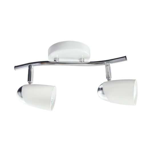 S060/2 Bright Star WH/CHR WHT & POLISH CHR SPOT 2X50W GU10 100MM BASE 265MM