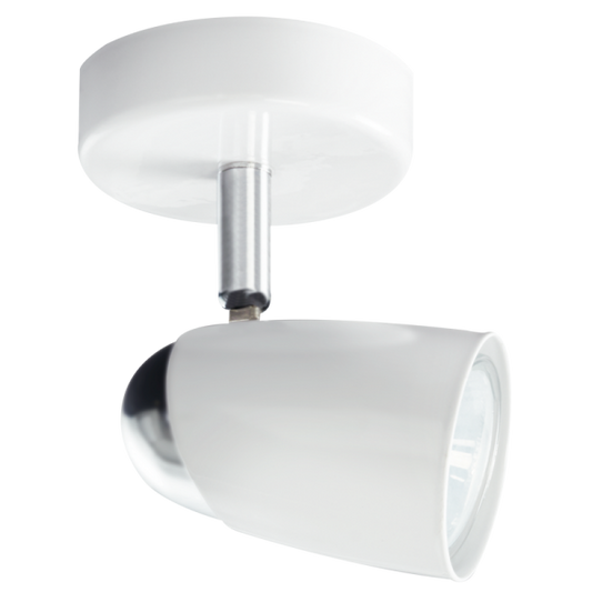 S060/1 Bright Star WH/CHR WHITE & POLISHED CHR SPOT 1X50W GU10 80MM BASE