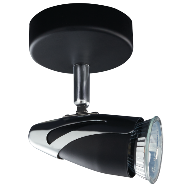 Bright Star Lighting S062/1 BK/CHR Black and Polished Chrome Spotlight