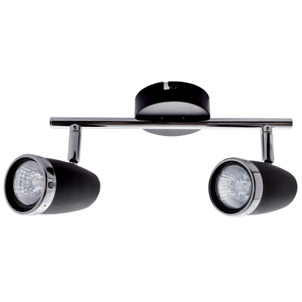 Bright Star Lighting S064/2 BLACK Black and Polished Chrome Spotlight