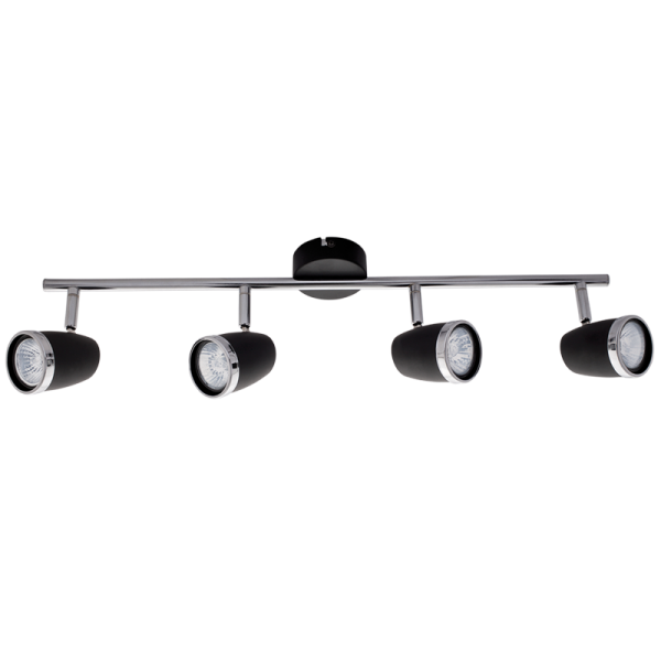 Bright Star Lighting S064/4 BLACK Black and Polished Chrome Spotlight