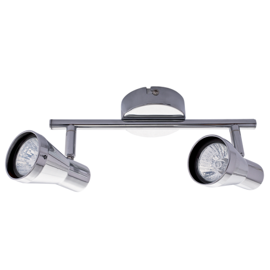 S065/2 Bright Star CHROME POLISH CHR SPOT 2X50W GU10 BASE 80MM BAR 255MM