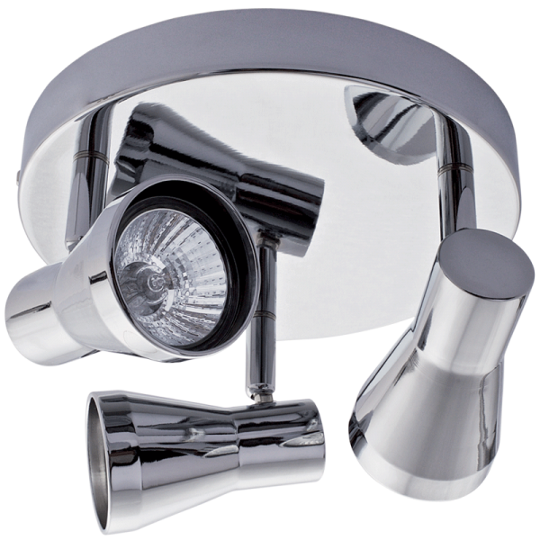 S065/3 Bright Star CHROME POLISH CHR SPOT 3X50W GU10 ROUND BASE 190MM