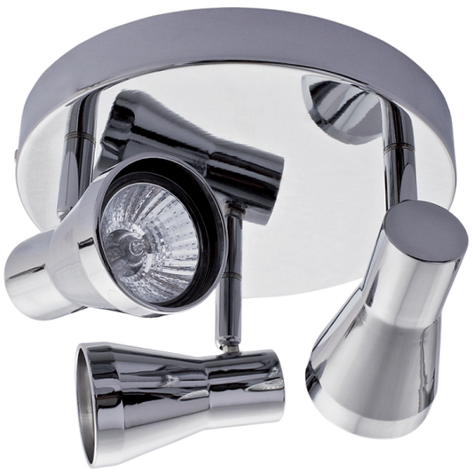 S065/3 Bright Star CHROME POLISH CHR SPOT 3X50W GU10 ROUND BASE 190MM