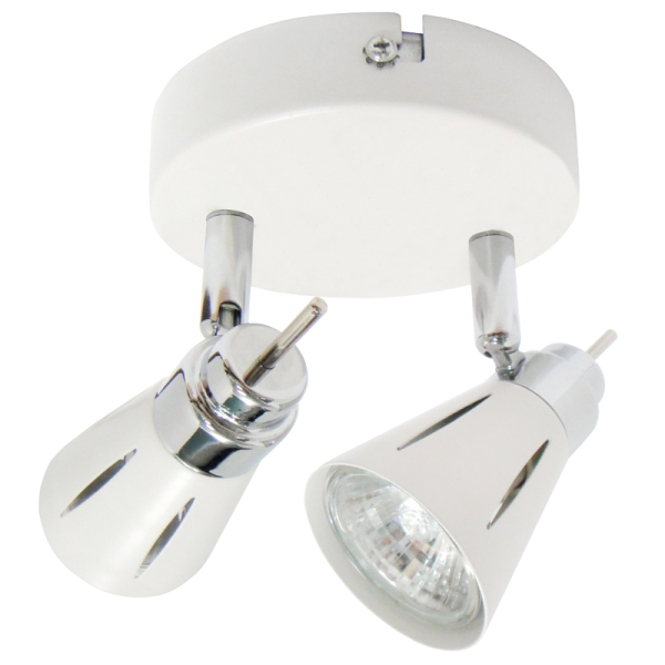 Bright Star Lighting S066/2 WH/CHR White and Polished Chrome Spotlight