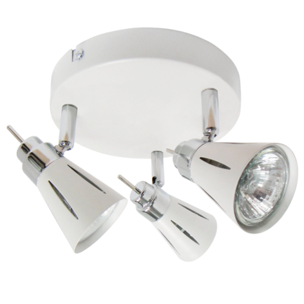 Bright Star Lighting S066/3 WH/CHR White and Polished Chrome Spotlight