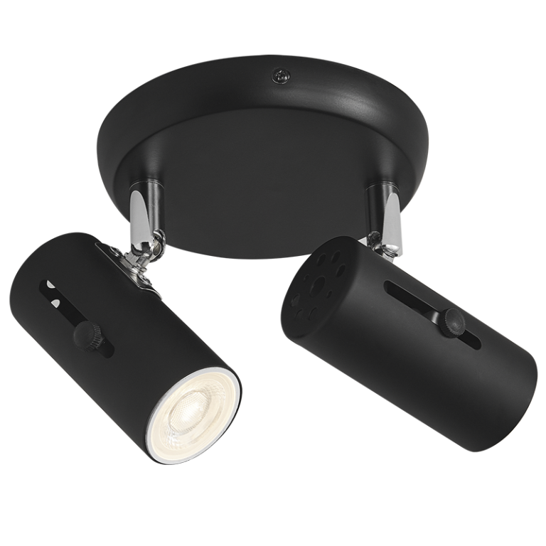 S120/2 Bright Star BLACK BLACK SPOTLIGHT 2X50W GU10 ROUNDBASE 150MM