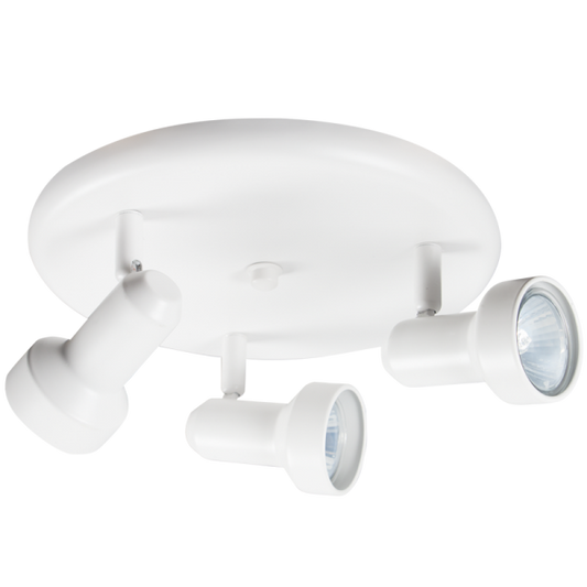 S164/3 Bright Star WHITE MATT WHITE SPOTLIGHT 3X50W GU10 240MM ROUND BASE