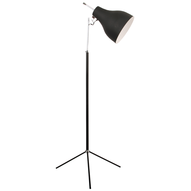 Bright Star Lighting SL005 BK Polished Chrome and Black Floor Lamp with Adjustable Arm and Swivel Head