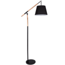 Bright Star Lighting SL018 BLACK Metal and Wood Standing Lamp with Black Fabric Shade